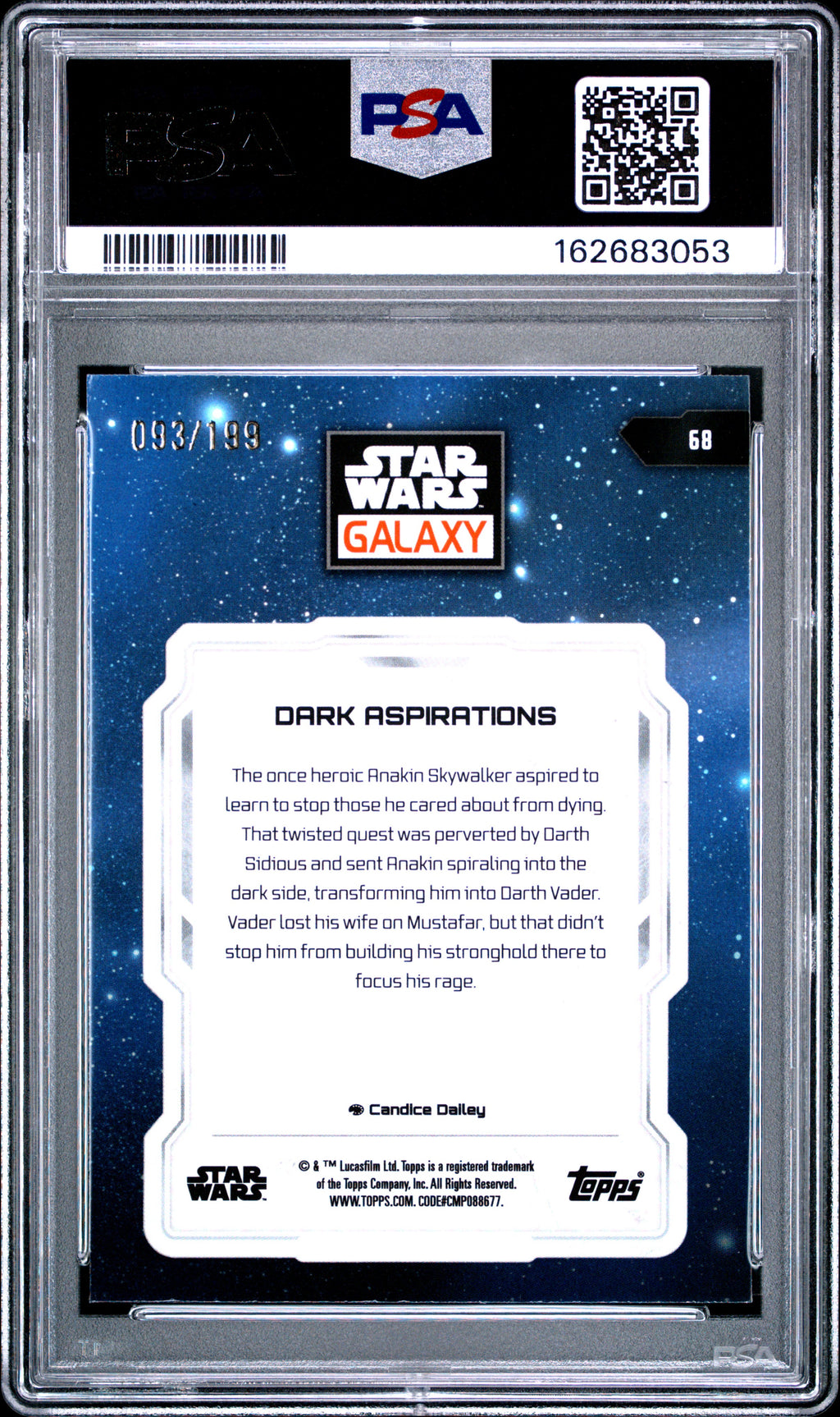 Vader 2024 Topps Star Wars Galaxy Dark Aspirations Aqua Sonar 93/199 PSA 10