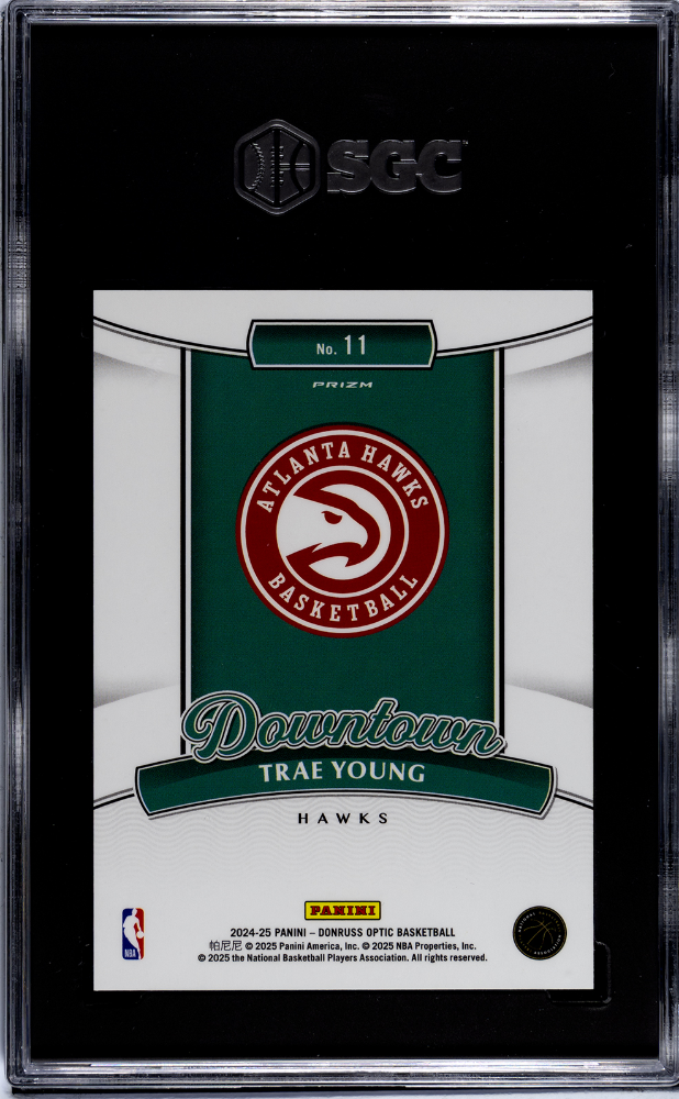 Trae Young 2024-25 Optic DOWNTOWN SSP CASE HIT Atlanta Hawks SGC 10