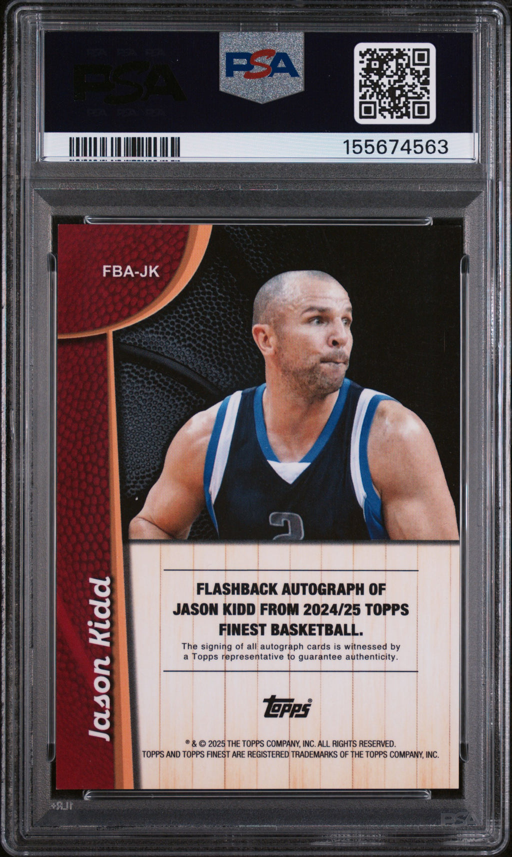 Jason Kidd 2024 Topps Finest Flashback Auto Autograph Mavericks 72/99 PSA 9