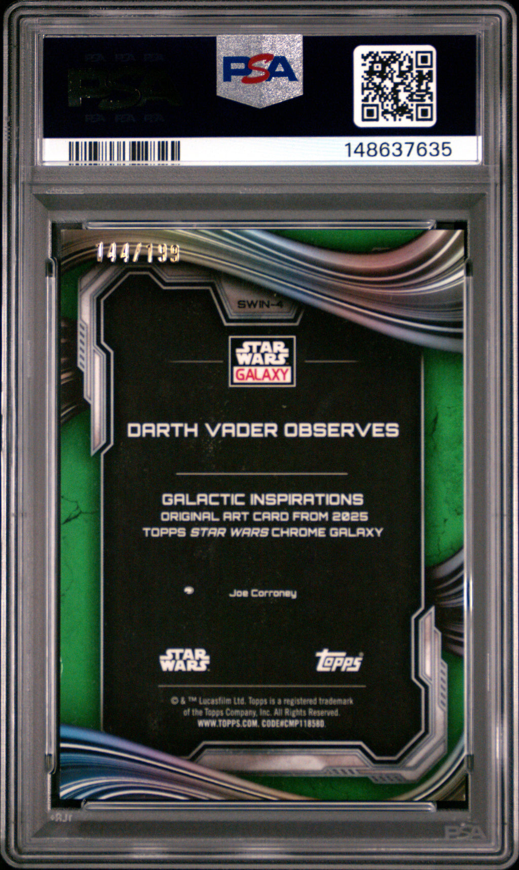 Darth Vader Observes 2025 Topps Chrome Star Wars Galaxy Green Shimmer /199 PSA 9
