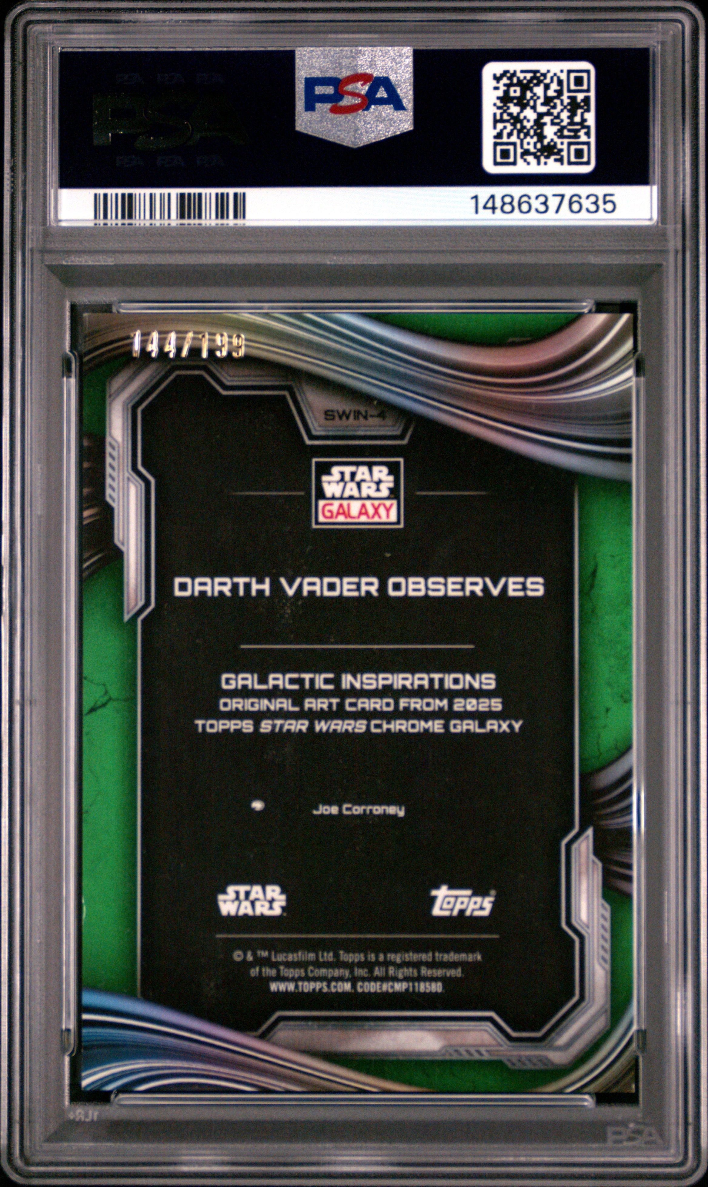 Darth Vader Observes 2025 Topps Chrome Star Wars Galaxy Green Shimmer /199 PSA 9