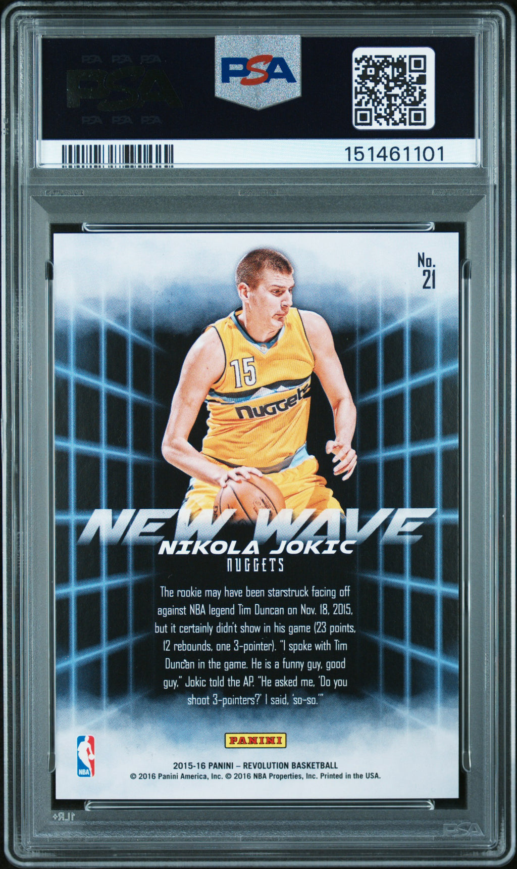 Nikola Jokic 2015-16 Revolution New Wave Rookie RC Denver Nuggets #21 PSA 10