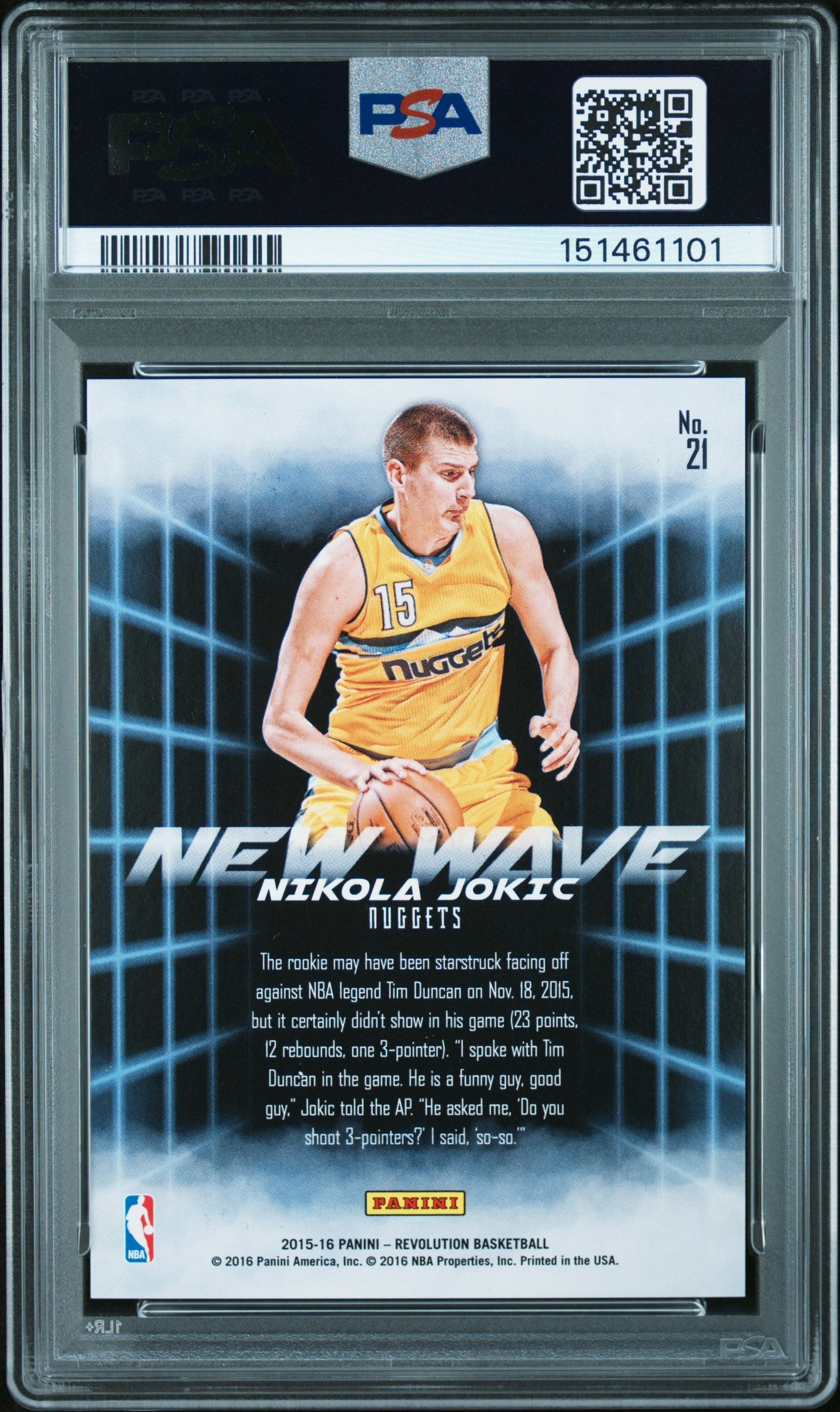 Nikola Jokic 2015-16 Revolution New Wave Rookie RC Denver Nuggets #21 PSA 10