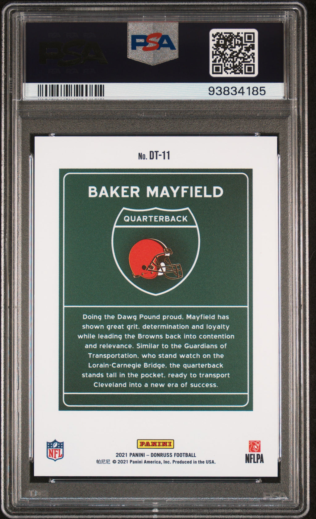 Baker Mayfield 2021 Donruss Downtown DOWNTOWN! CASE HIT SSP Browns PSA 9