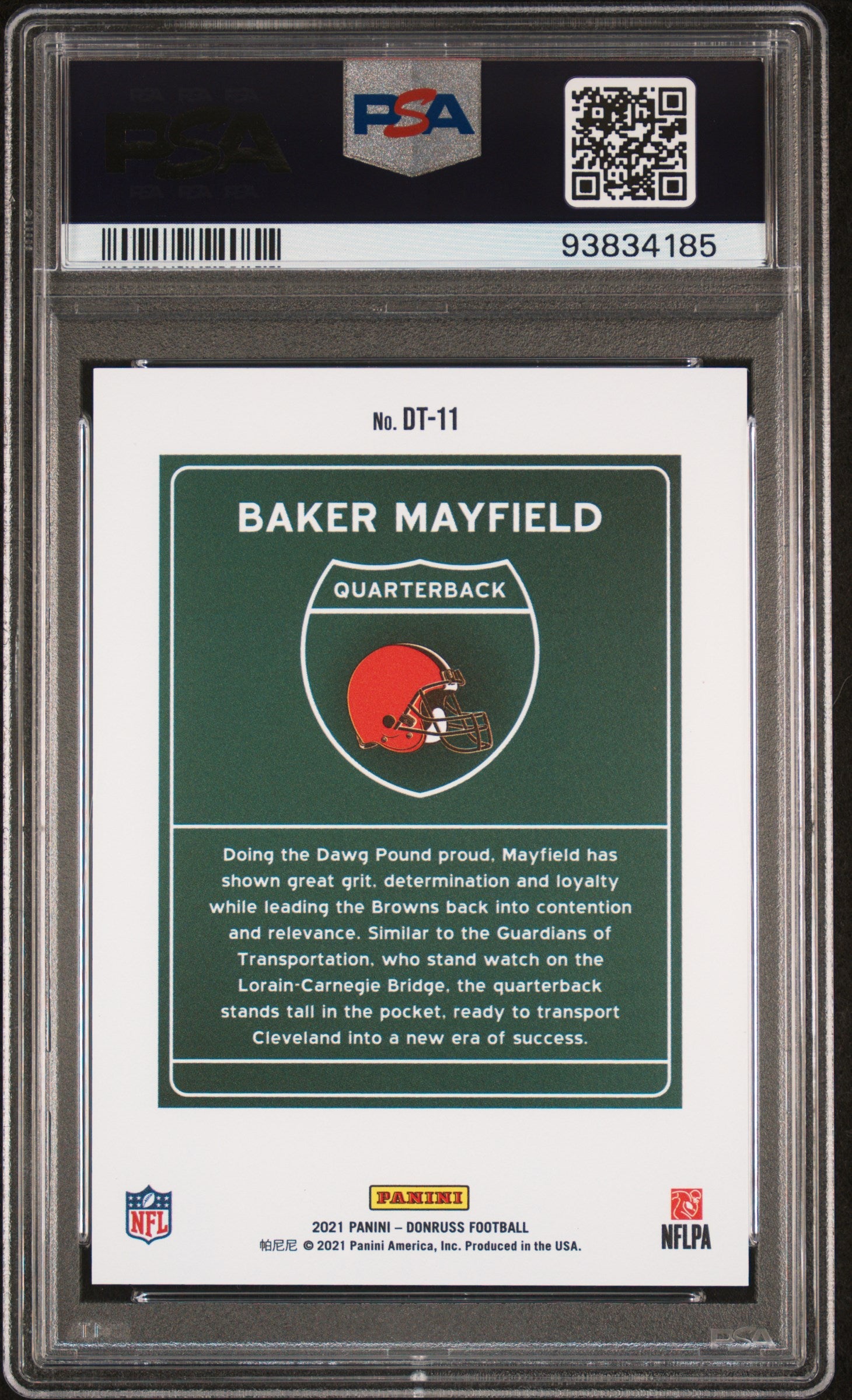 Baker Mayfield 2021 Donruss Downtown DOWNTOWN! CASE HIT SSP Browns PSA 9