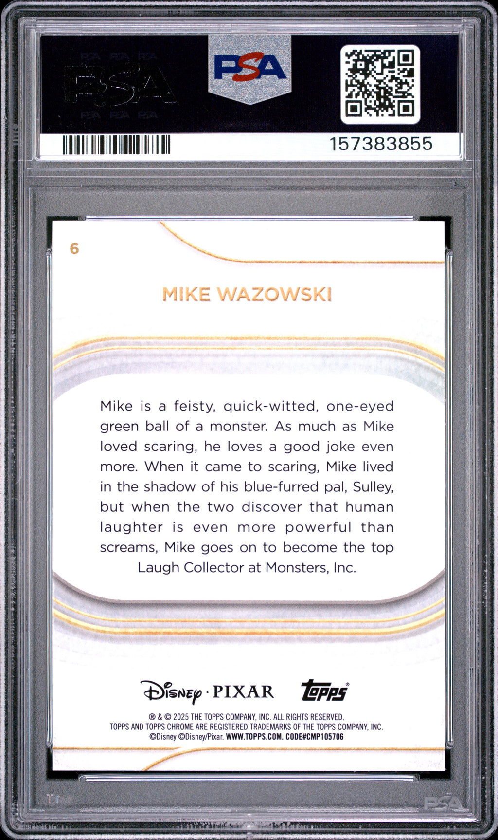 Mike Wazowski 2025 Topps Chrome Disney Blue Mini Diamond 72/150 #6 PSA 9