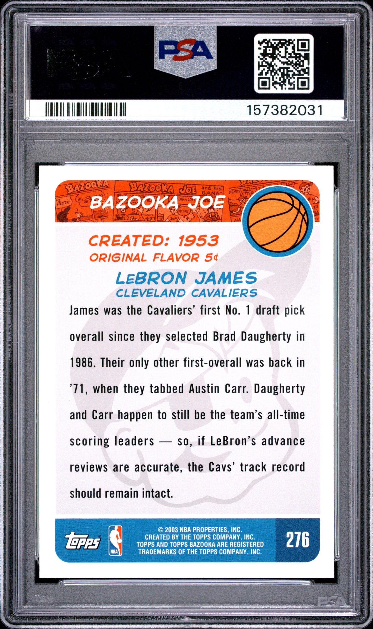 LeBron James 2003-04 Bazooka Rookie Card RC Cleveland Cavaliers #276 PSA 9