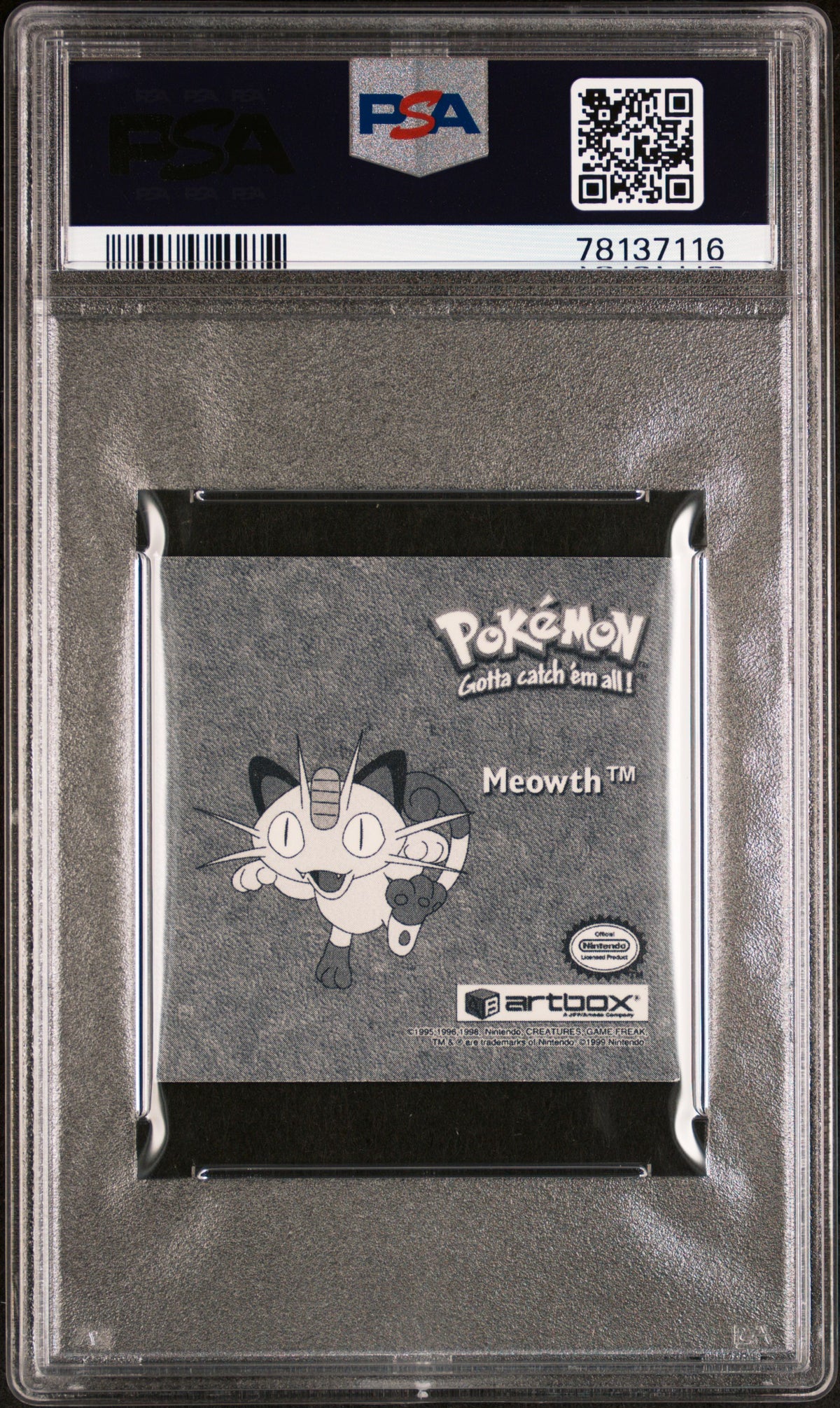 Meowth 1999 Pokemon Stickers Series 1 Bonus Prism Stickers #PR05 PSA 9