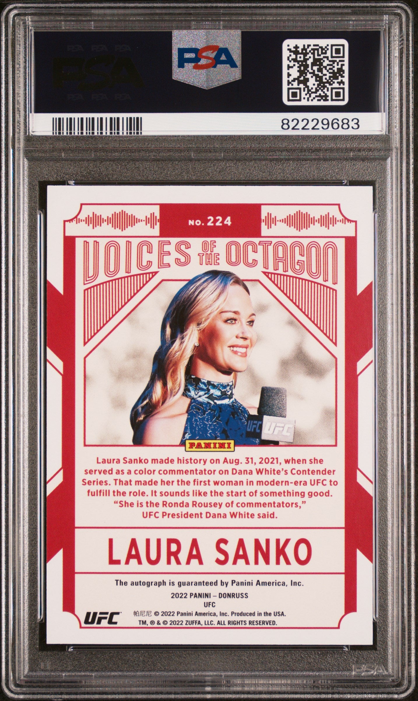 Laura Sanko 2022 Donruss UFC SIG Holo Orange Laser Auto Autograph PSA 10