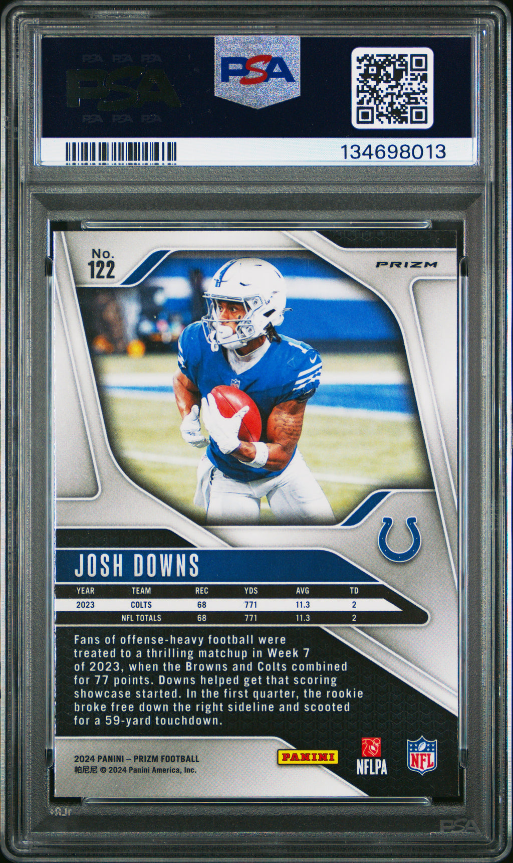 Josh Downs 2024 Prizm Red Sparkle SSP Indianapolis Colts #122 PSA 10