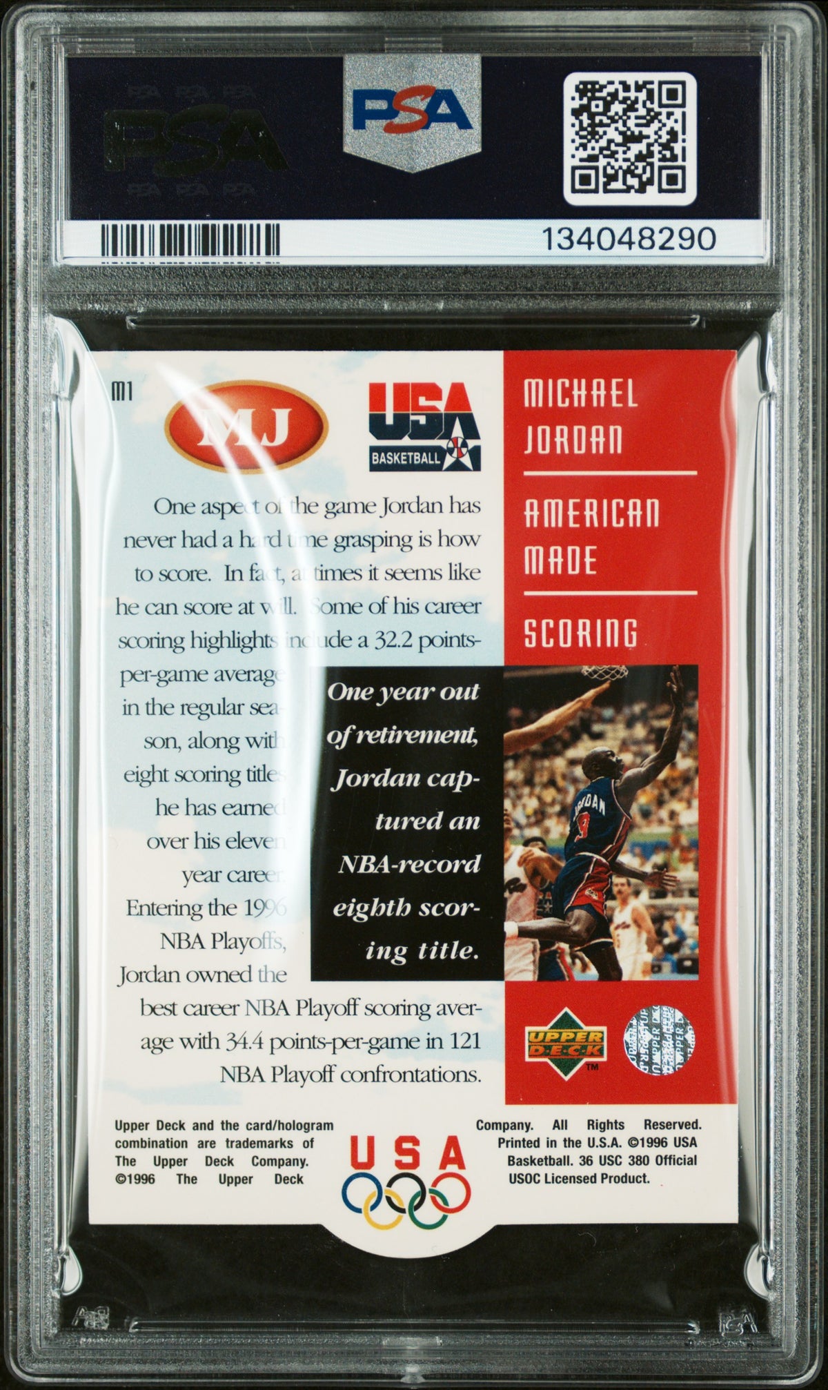 Michael Jordan 1996 Upper Deck USA American Made Scoring Bulls #M1 PSA 9