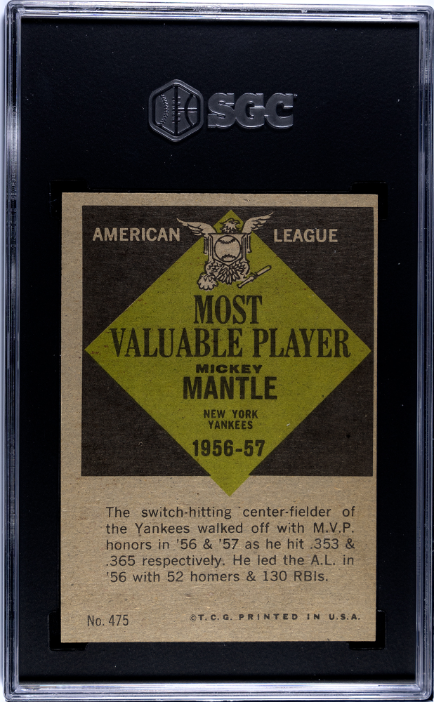 Mickey Mantle 1961 Topps MVP New York Yankees #475 SGC 5