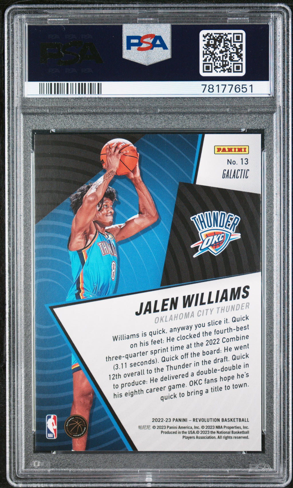 Jalen Williams 2022-23 Revolution Shock Wave Galactic CASE HIT RC Thunder PSA 10
