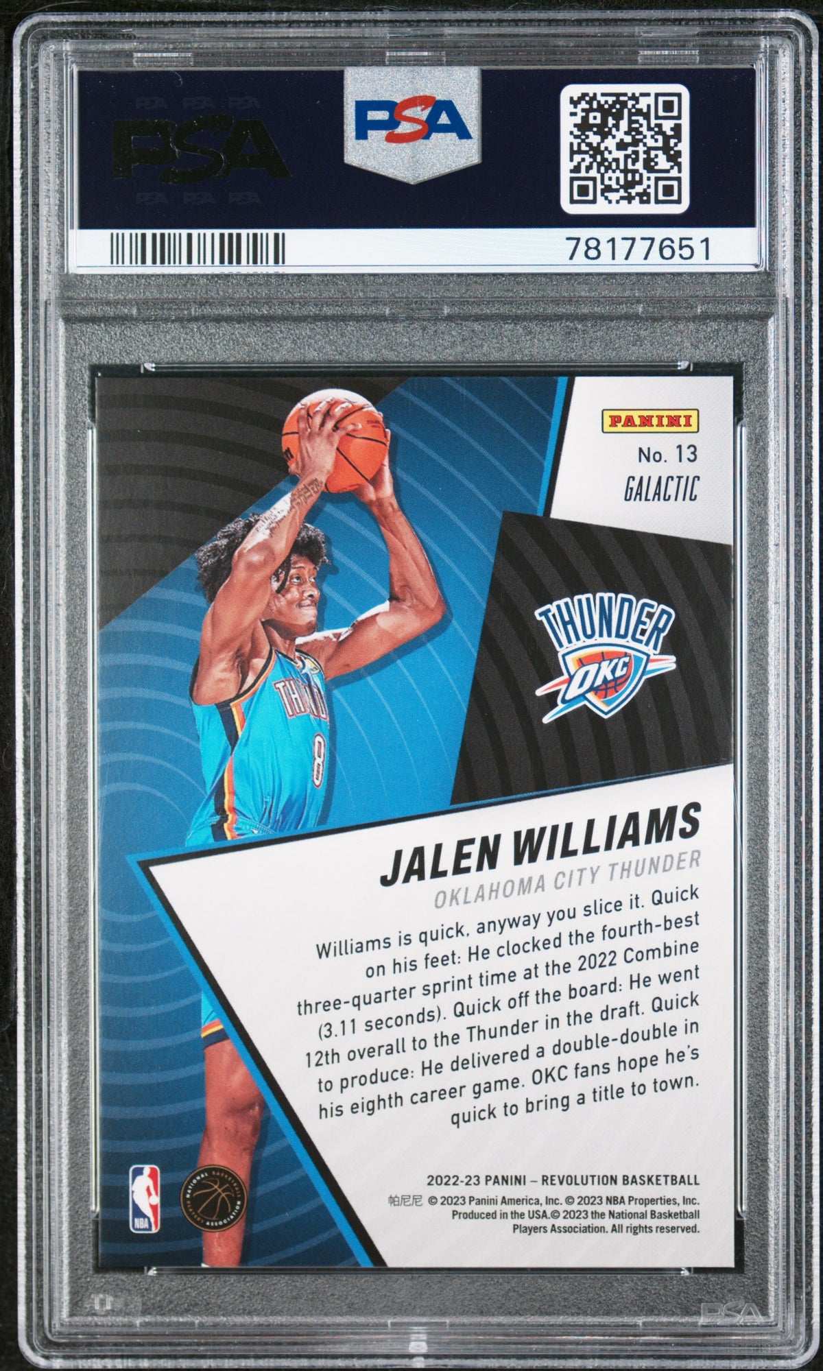 Jalen Williams 2022-23 Revolution Shock Wave Galactic CASE HIT RC Thunder PSA 10