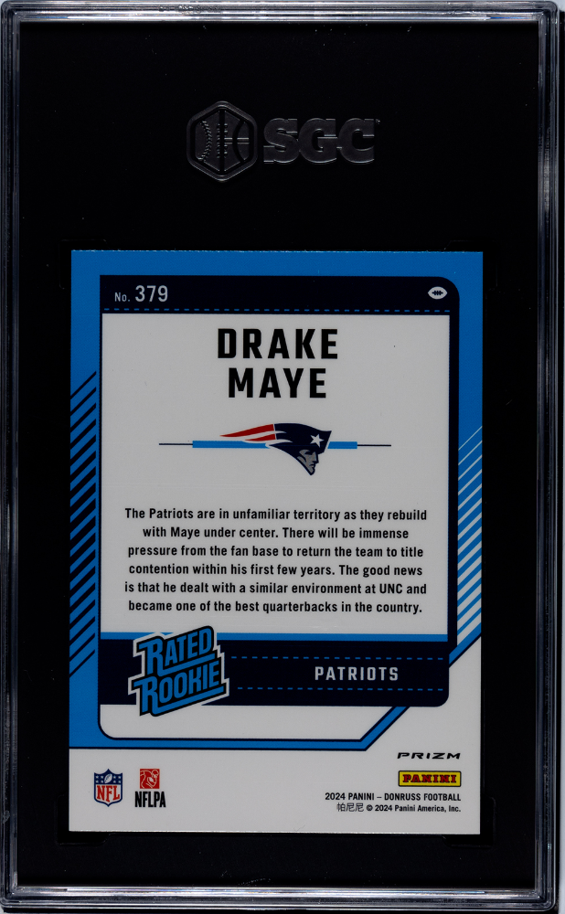 Drake Maye 2024 Optic Preview Rated Rookie RC Pink New England Patriots SGC 10