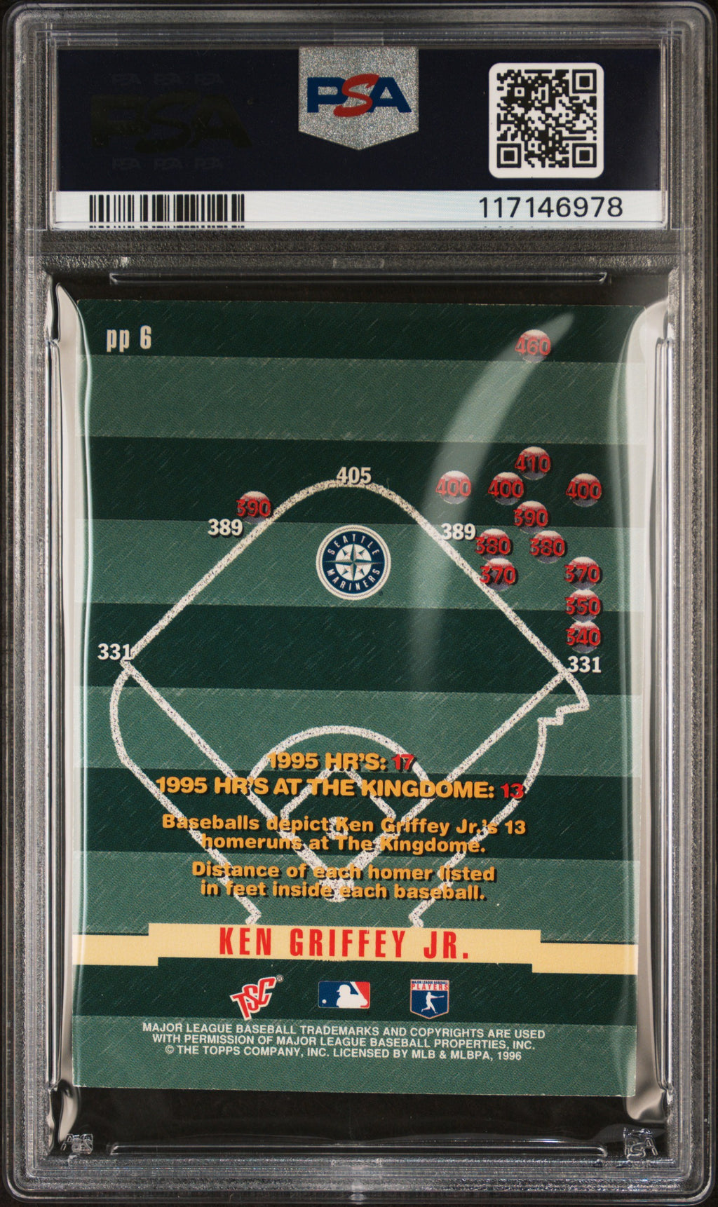Ken Griffey JR. 1996 Stadium Club Power Packed Seattle Mariners #PP6 PSA 8
