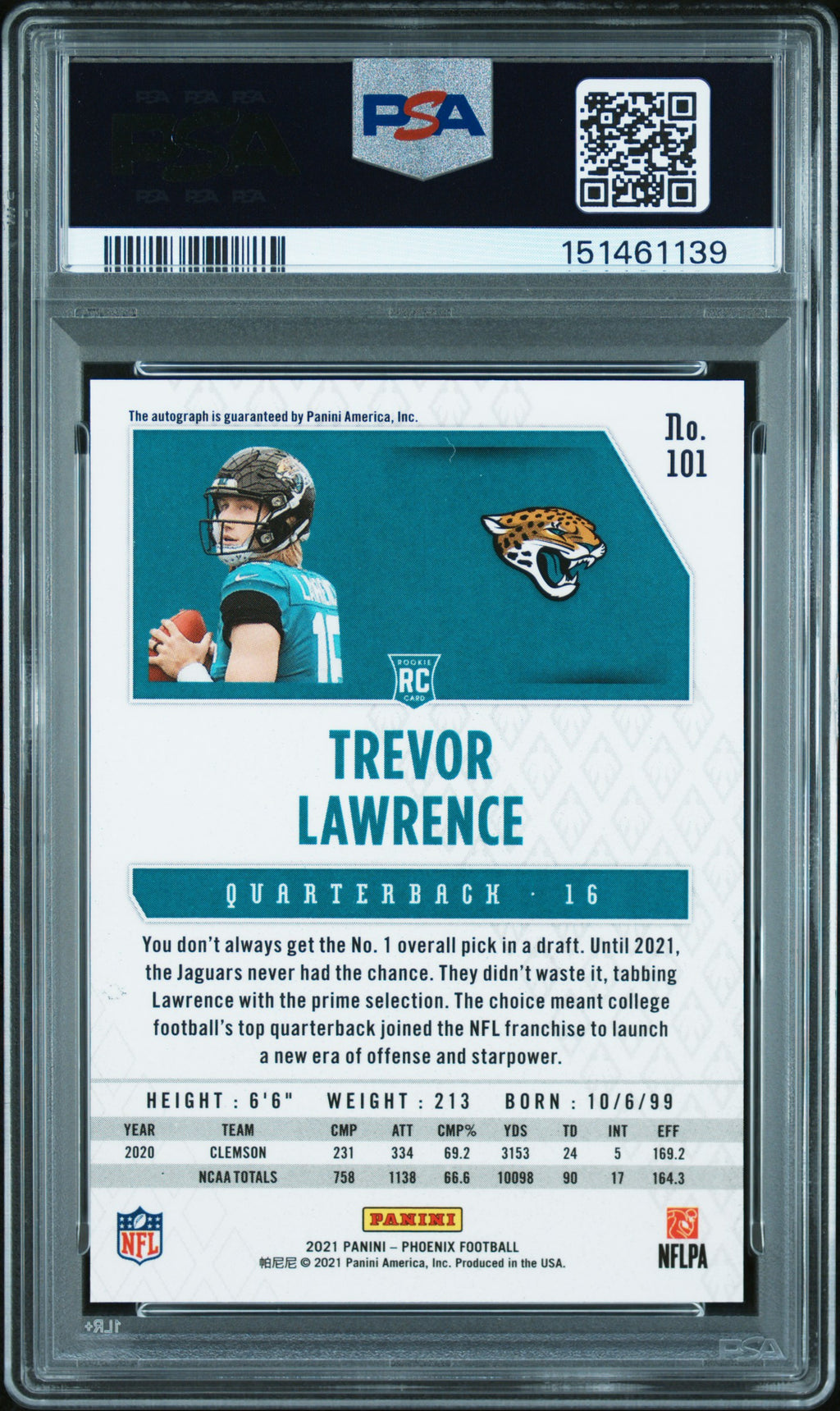 Trevor Lawrence 2021 Phoenix Auto Autograph Rookie RC Jaguars PSA 9