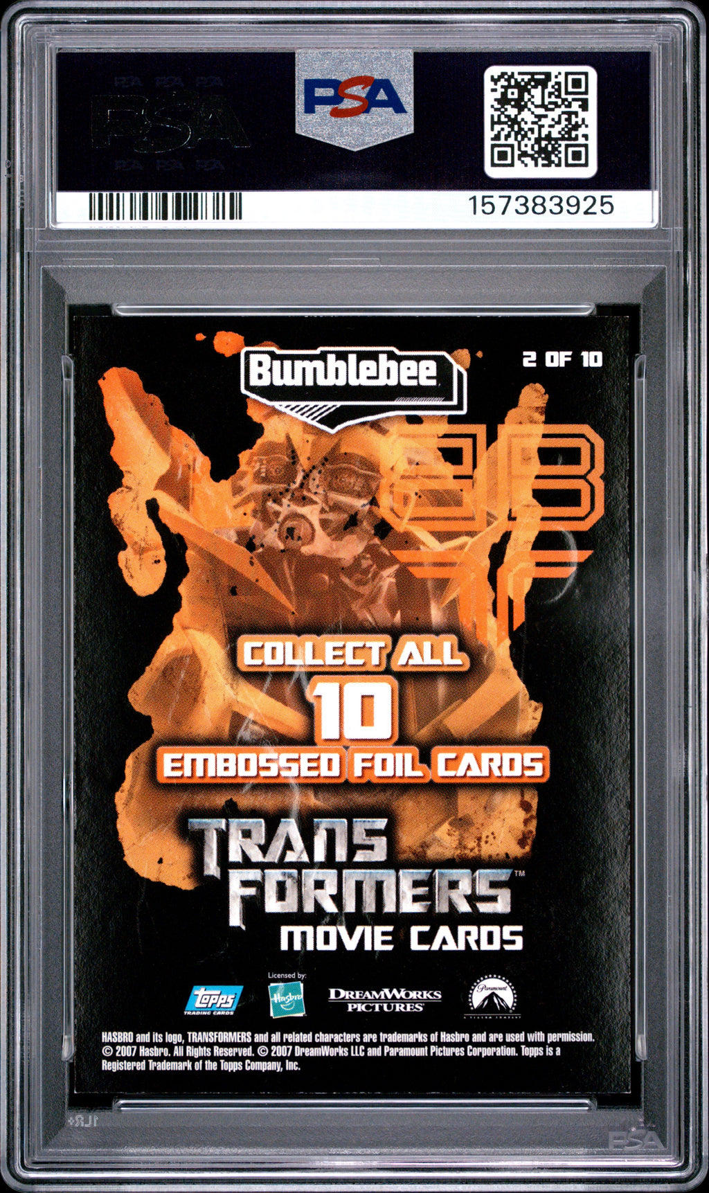 Bumblebee 2007 Topps Transformers Movie Cards Embossed Foil #2 PSA 7