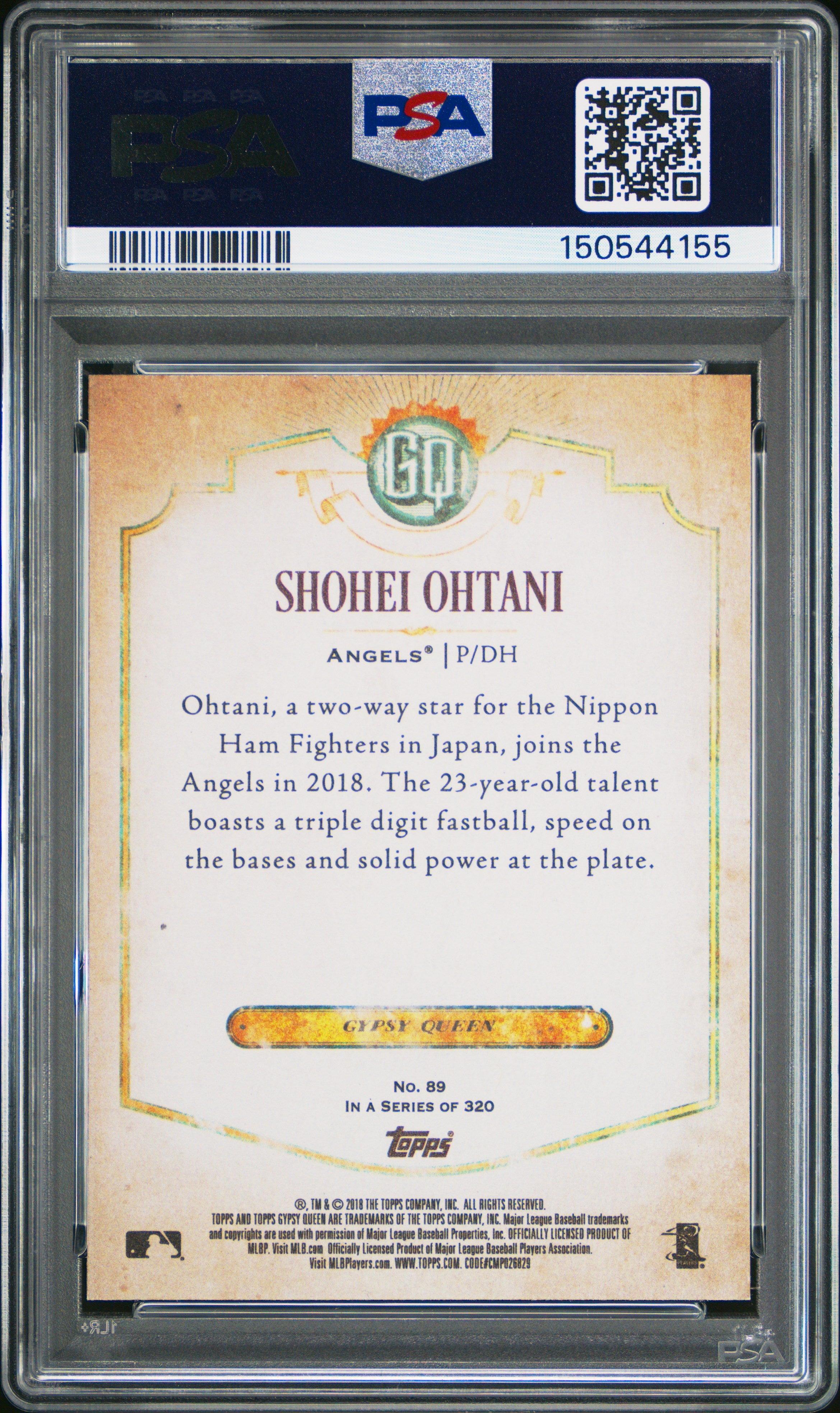 Shohei Ohtani 2018 Topps Gypsy Queen Missing Backplate Rookie RC Angels PSA 9
