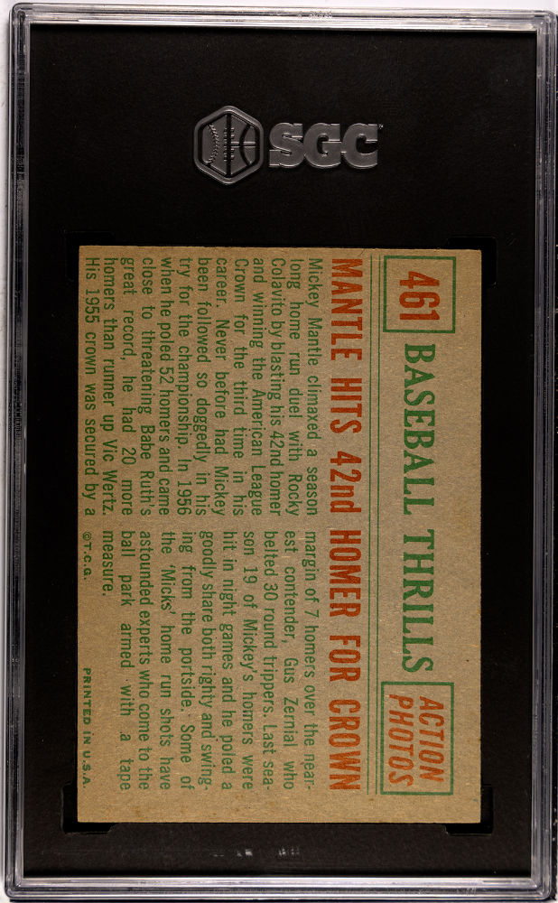 Mickey Mantle Hits 42nd HR 1959 Topps Baseball Thrills New York Yankees SGC 4.5