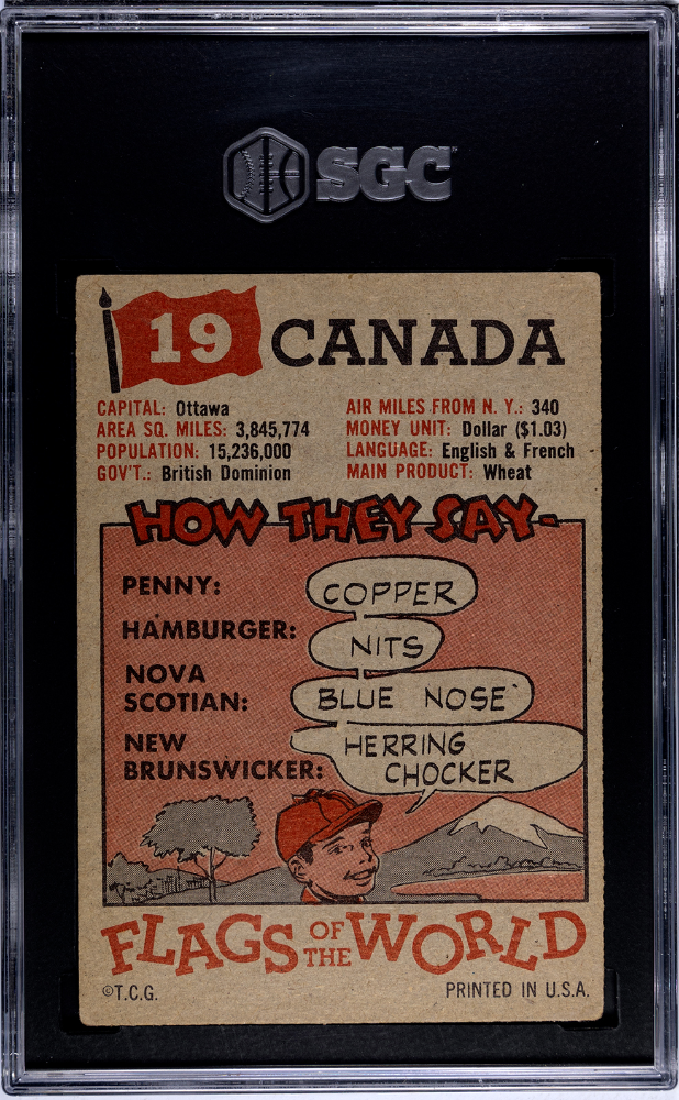 1956 Topps Flags Of The World Canada #19 SGC 3.5