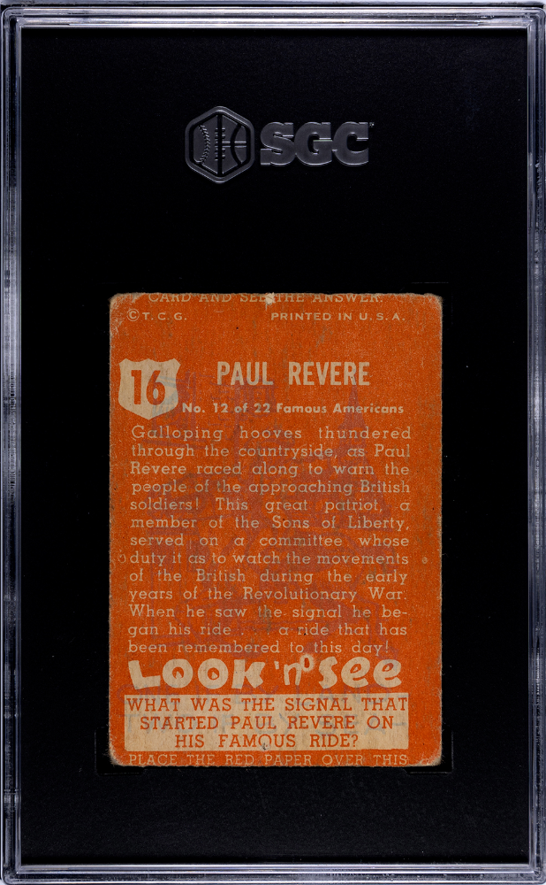 Paul Revere 1952 Topps Look 'n See #16 SGC 1