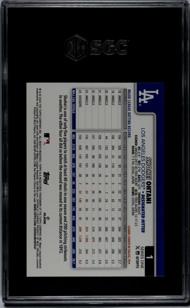 Shohei Ohtani 2025 Topps Confetti SSP Parallel Los Angeles Dodgers SGC 9.5
