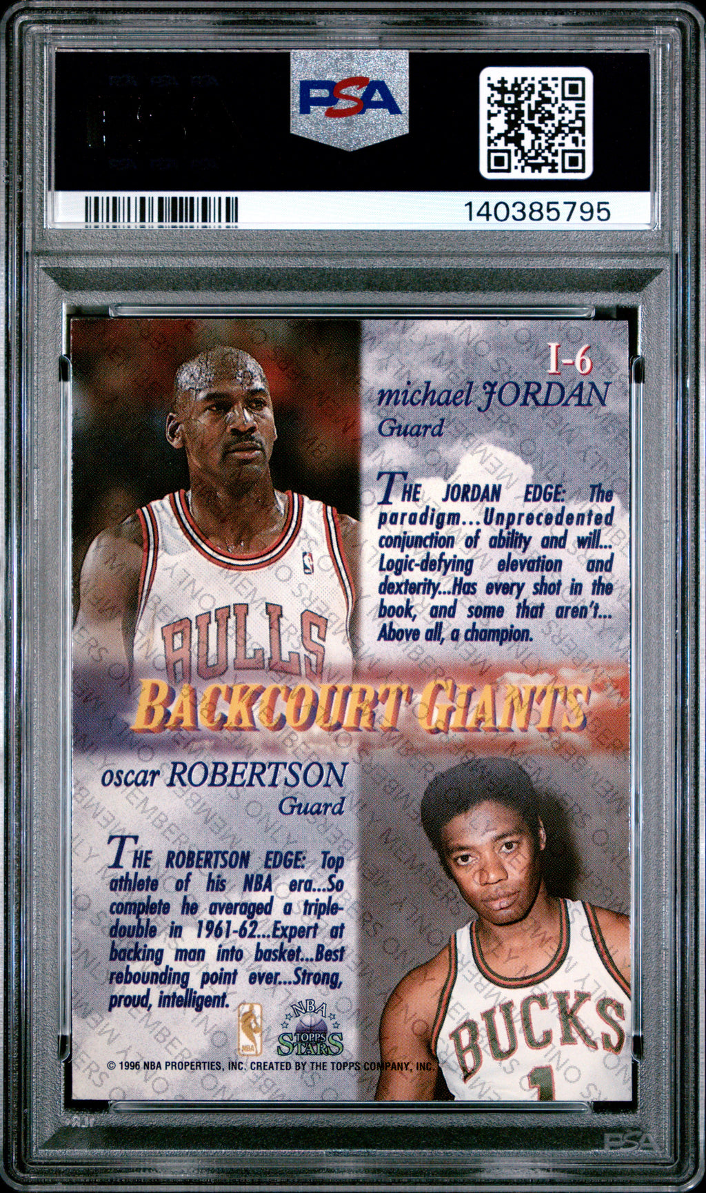 Michael Jordan Oscar Robertson 1996 Topps NBA Stars Imagine Members Only PSA 9