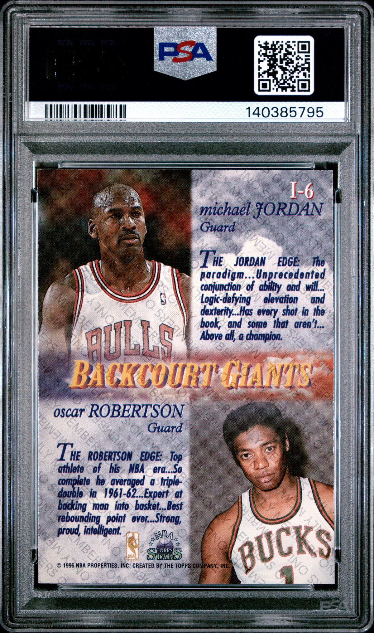 Michael Jordan Oscar Robertson 1996 Topps NBA Stars Imagine Members Only PSA 9