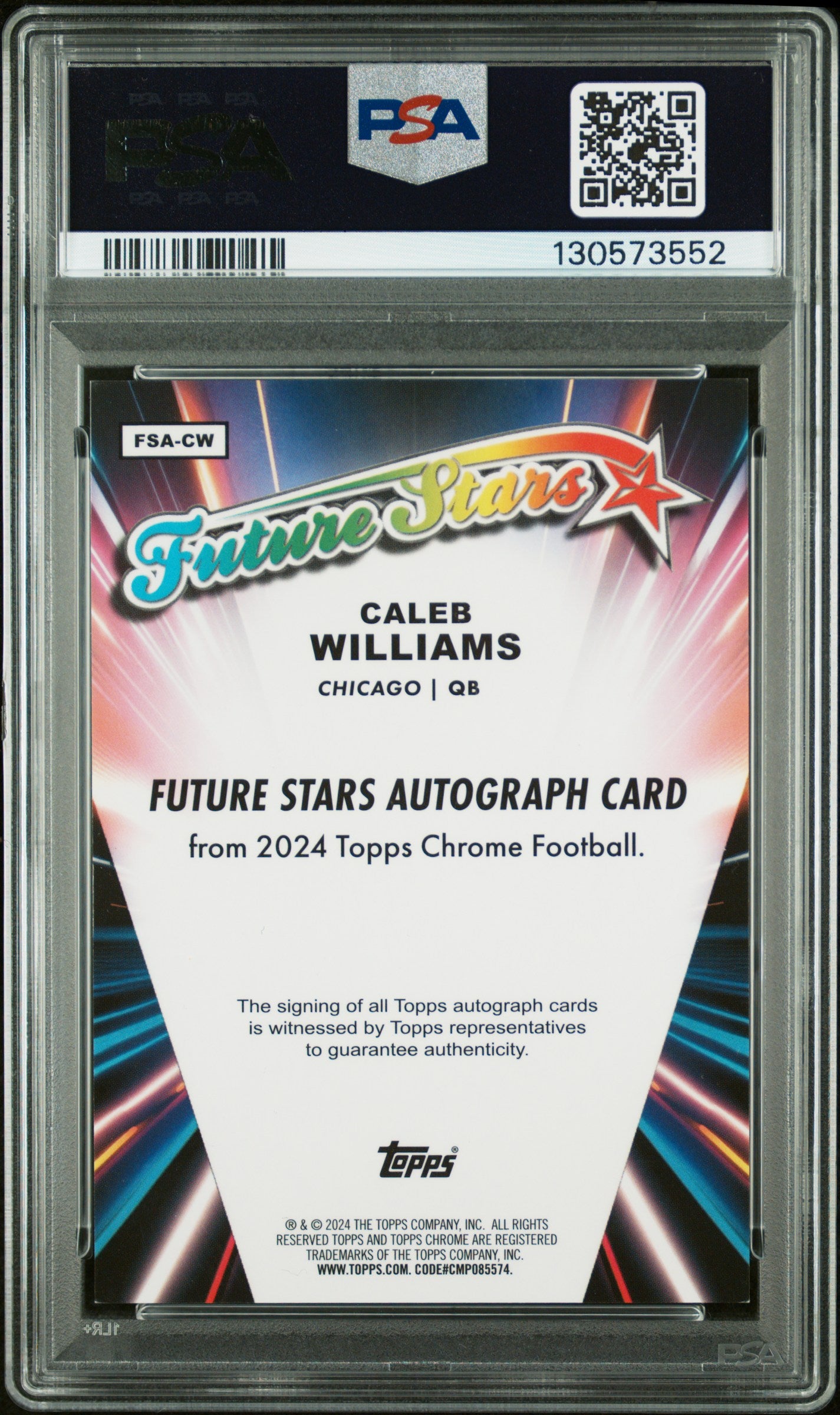 Caleb Williams 2024 Topps Chrome Auto Autograph BLUE RC Bears 142/150 PSA 9