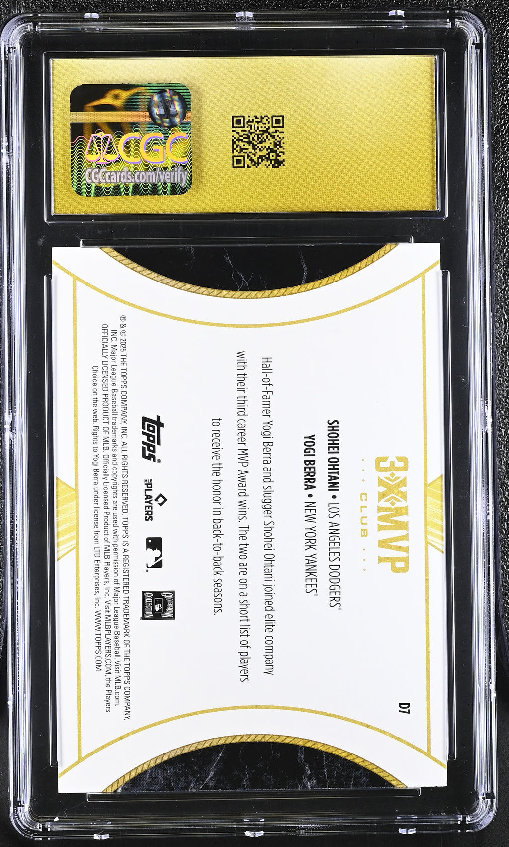Shohei Ohtani / Yogi Berra 2025 Topps Welcome To The Club MVP CGC 10 PRISTINE