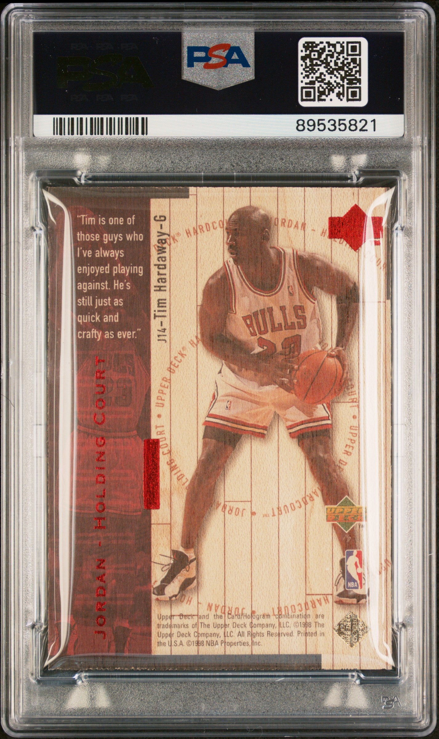 Michael Jordan / Hardaway 1998 Upper Deck Hardcourt Holding Court /2300 PSA 7