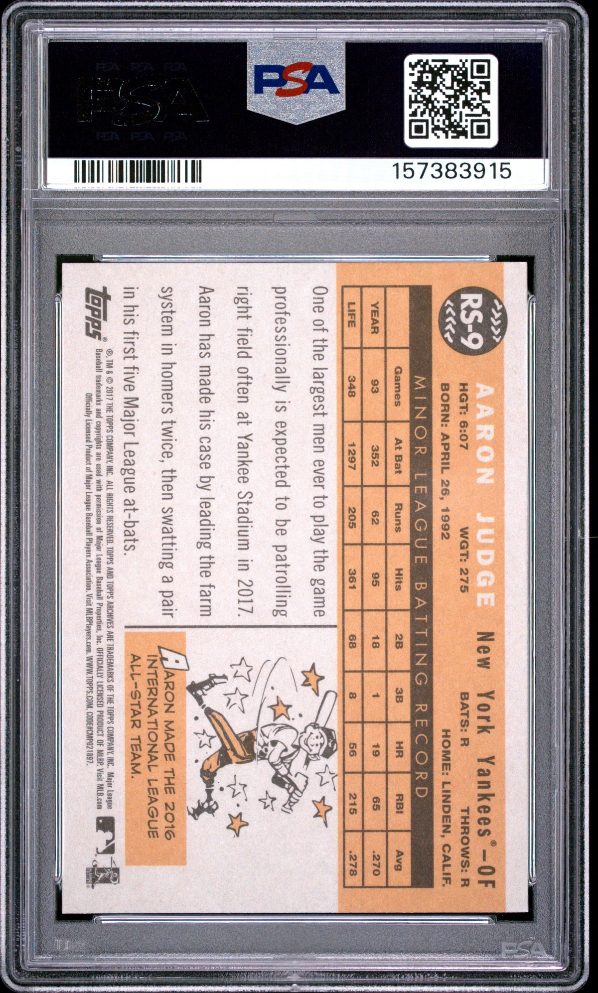 Aaron Judge 2017 Topps Archives '60 Rookie Star RC New York Yankees #RS9 PSA 10