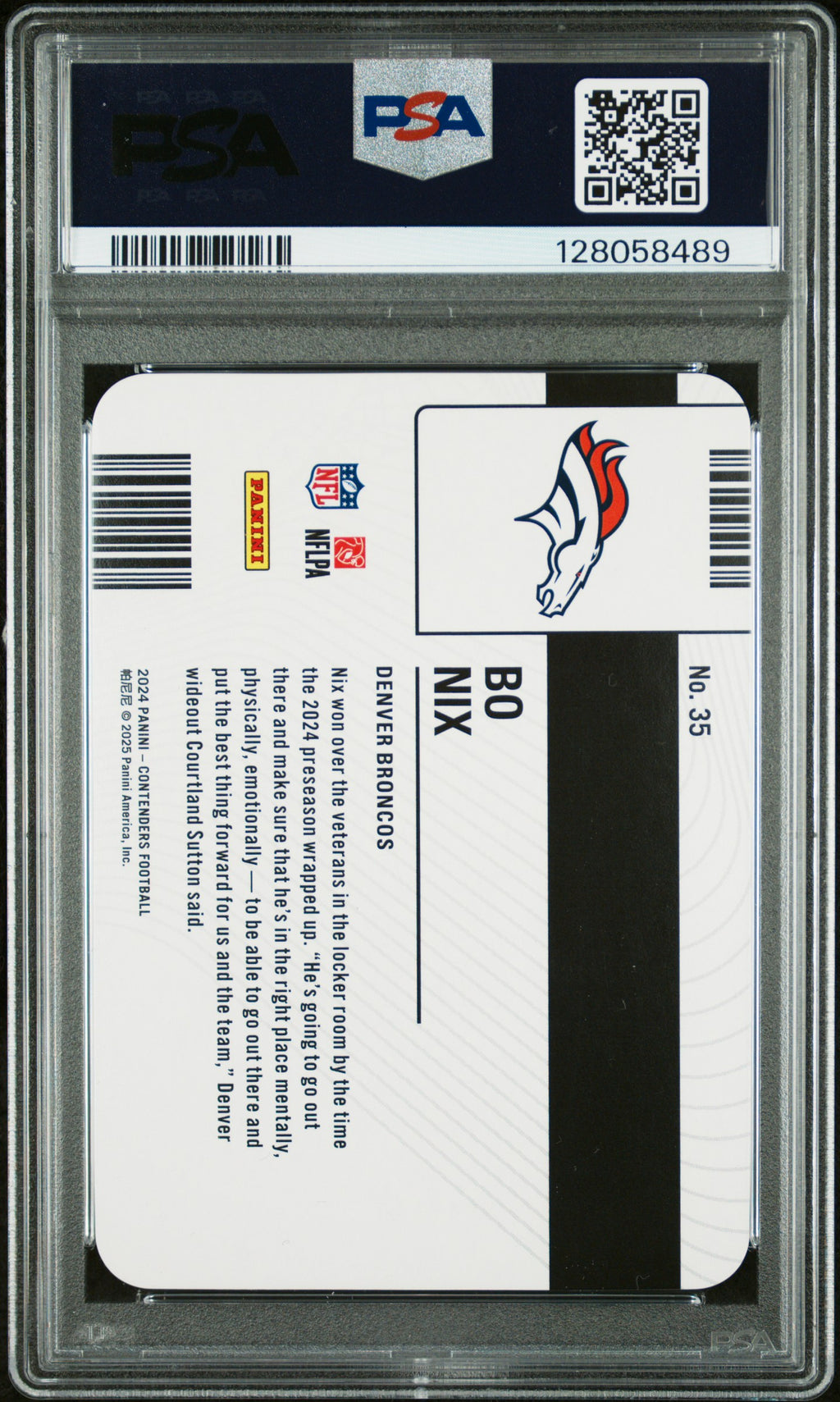Bo Nix 2024 Contenders Permit To Dominate SSP CASE HIT Rookie RC Broncos PSA 8
