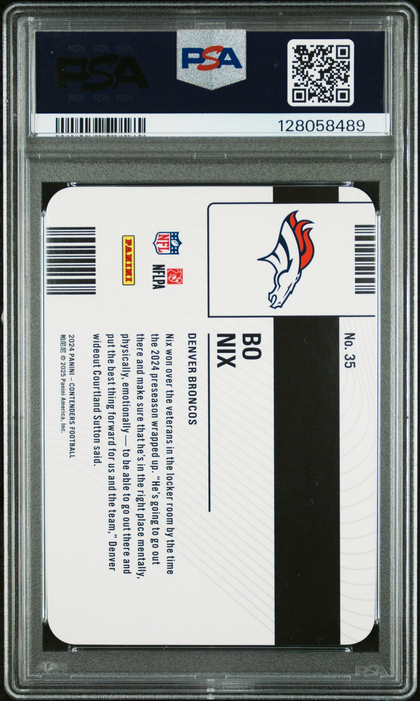 Bo Nix 2024 Contenders Permit To Dominate SSP CASE HIT Rookie RC Broncos PSA 8
