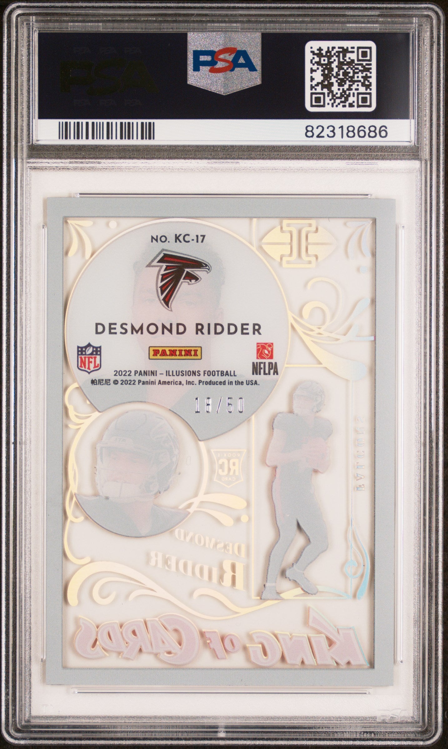 Desmond Ridder 2022 Illusions King Of Cards Black RC Falcons 17/50 PSA 10