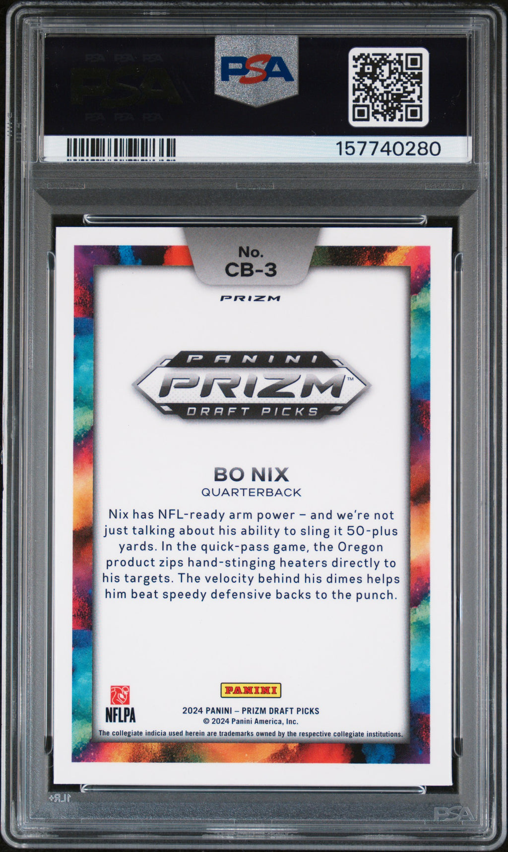 Bo Nix 2024 Prizm Draft Black Color Blast SSP CASE HIT RC Oregon Broncos PSA 10