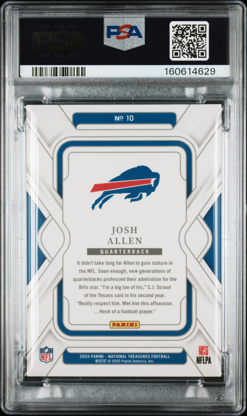 Josh Allen 2024 National Treasures Emerald Buffalo Bills 2/10 #10 PSA 9