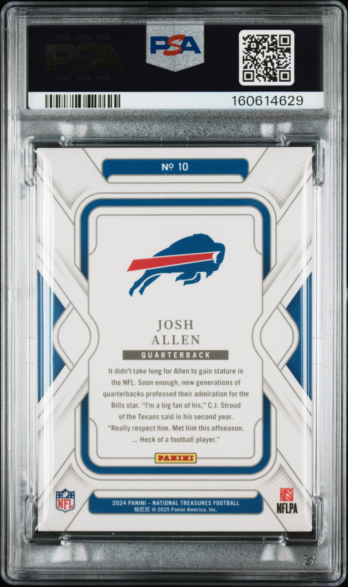 Josh Allen 2024 National Treasures Emerald Buffalo Bills 2/10 #10 PSA 9