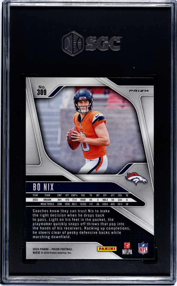 Bo Nix 2024 Prizm Pink Rookie RC Denver Broncos SGC 9.5