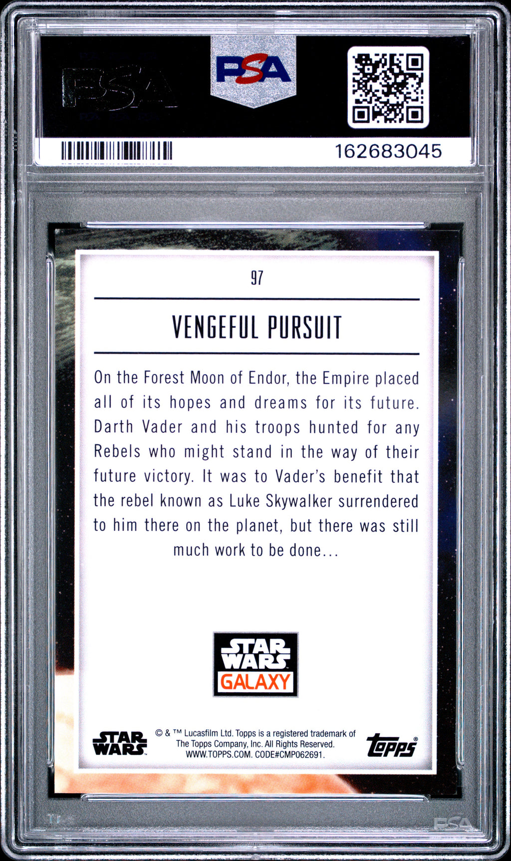 Vader 2023 Topps Star Wars Galaxy Vengeful Pursuit Wave Refractor 69/99 PSA 9
