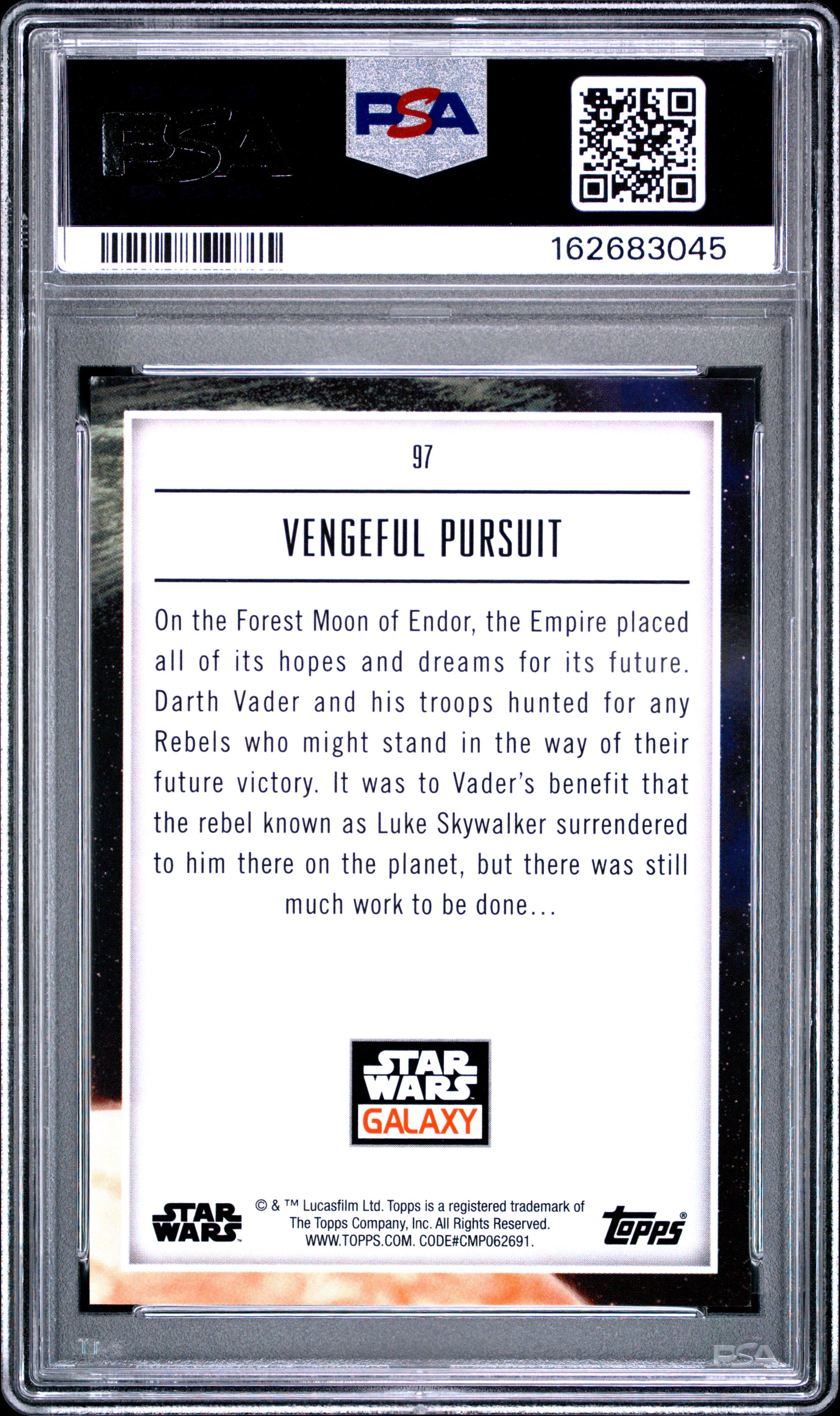 Vader 2023 Topps Star Wars Galaxy Vengeful Pursuit Wave Refractor 69/99 PSA 9