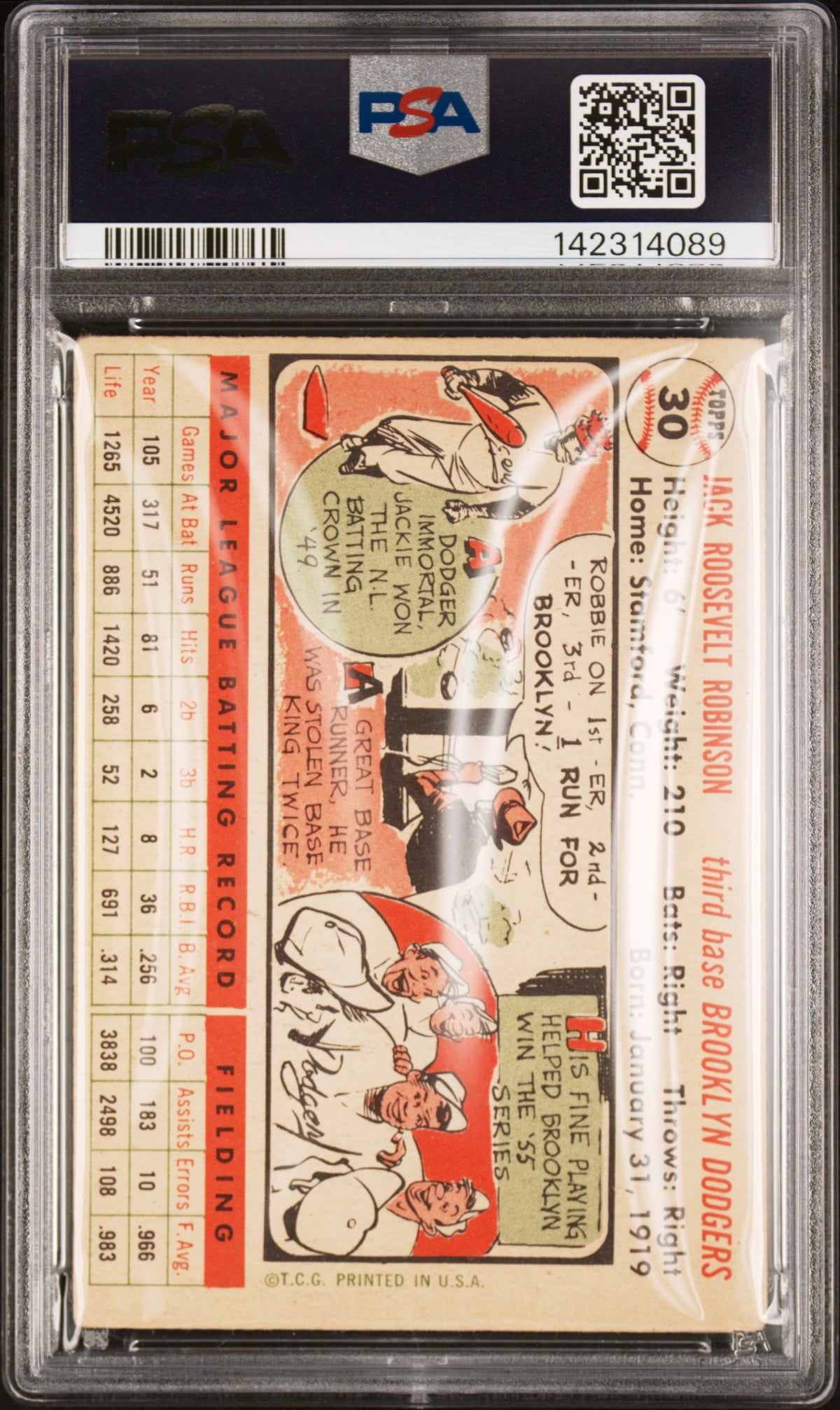 Jackie Robinson 1956 Topps White Back Brooklyn Dodgers #30 PSA 2