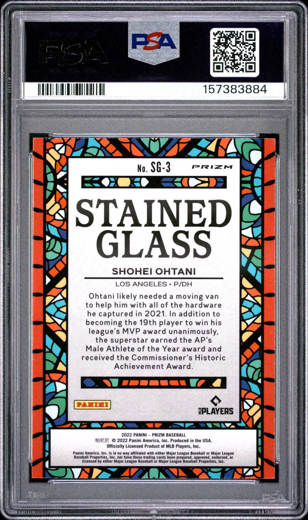 Shohei Ohtani 2022 Prizm Stained Glass Purple Los Angeles Angels #SG3 PSA 10