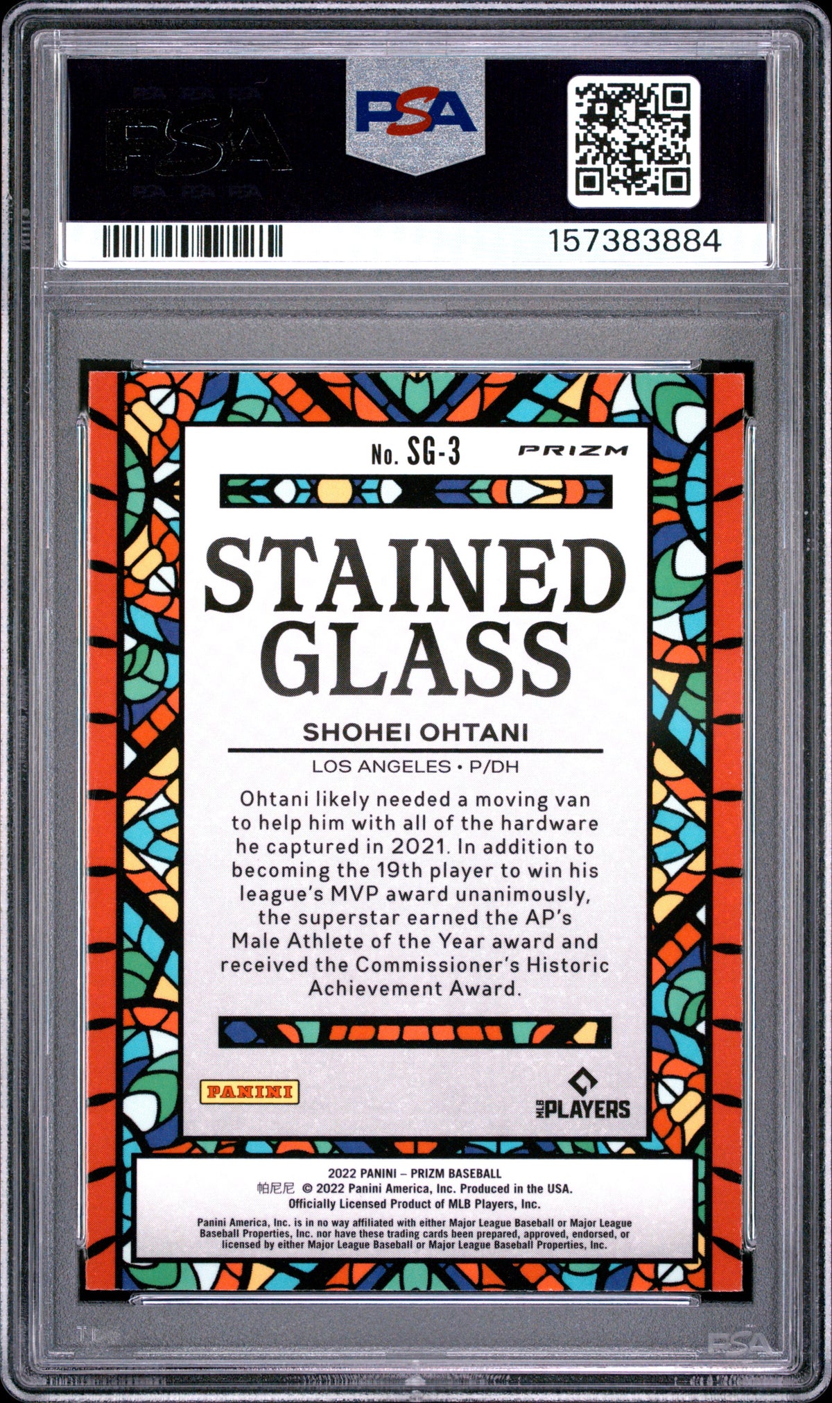 Shohei Ohtani 2022 Prizm Stained Glass Purple Los Angeles Angels #SG3 PSA 10