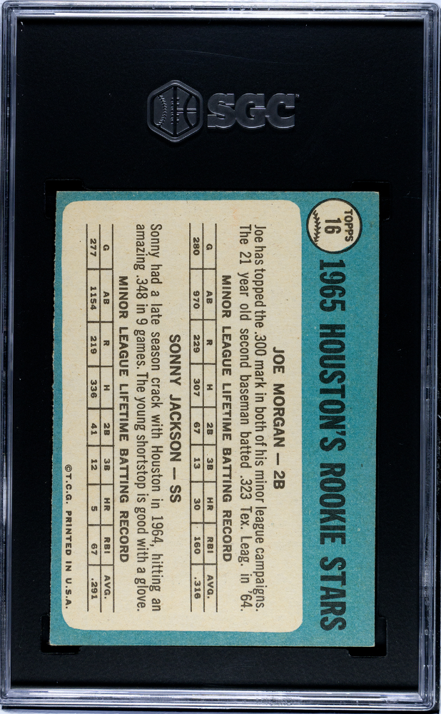 Joe Morgan 1965 Topps Rookie Stars RC Houston Astros #16 SGC 5.5