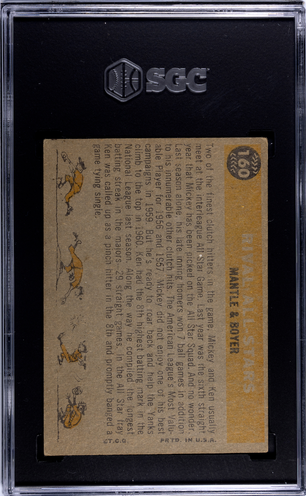 Mickey Mantle Rival All Stars 1960 Topps New York Yankees #160 SGC 2.5