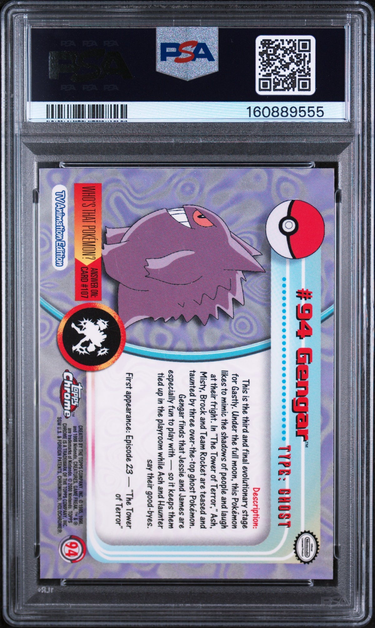 2000 Topps Chrome Pokemon T.V. Gengar #94 PSA 9