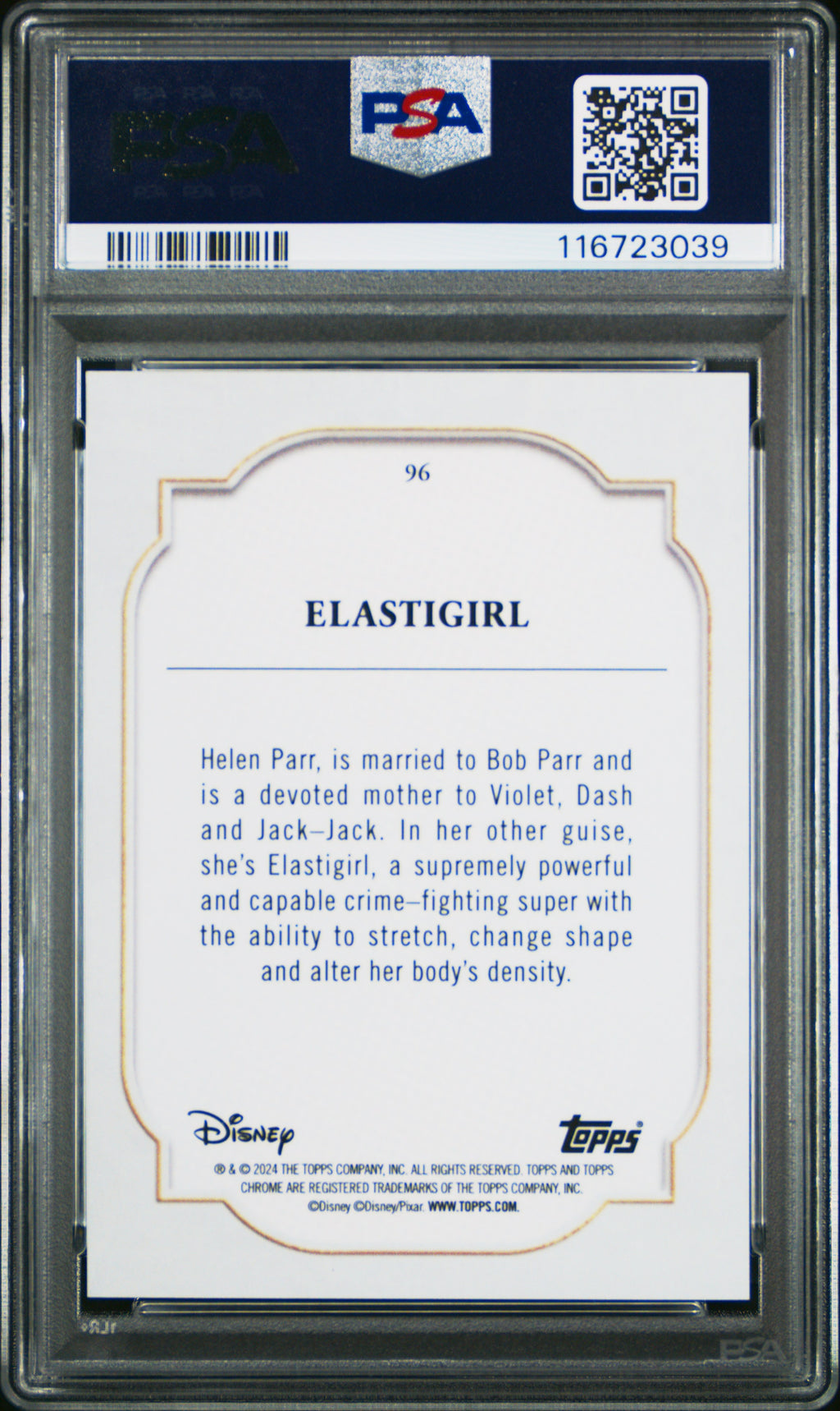 Elastigirl 2024 Topps Chrome Disney Purple Refractor 11/199 #96 PSA 10