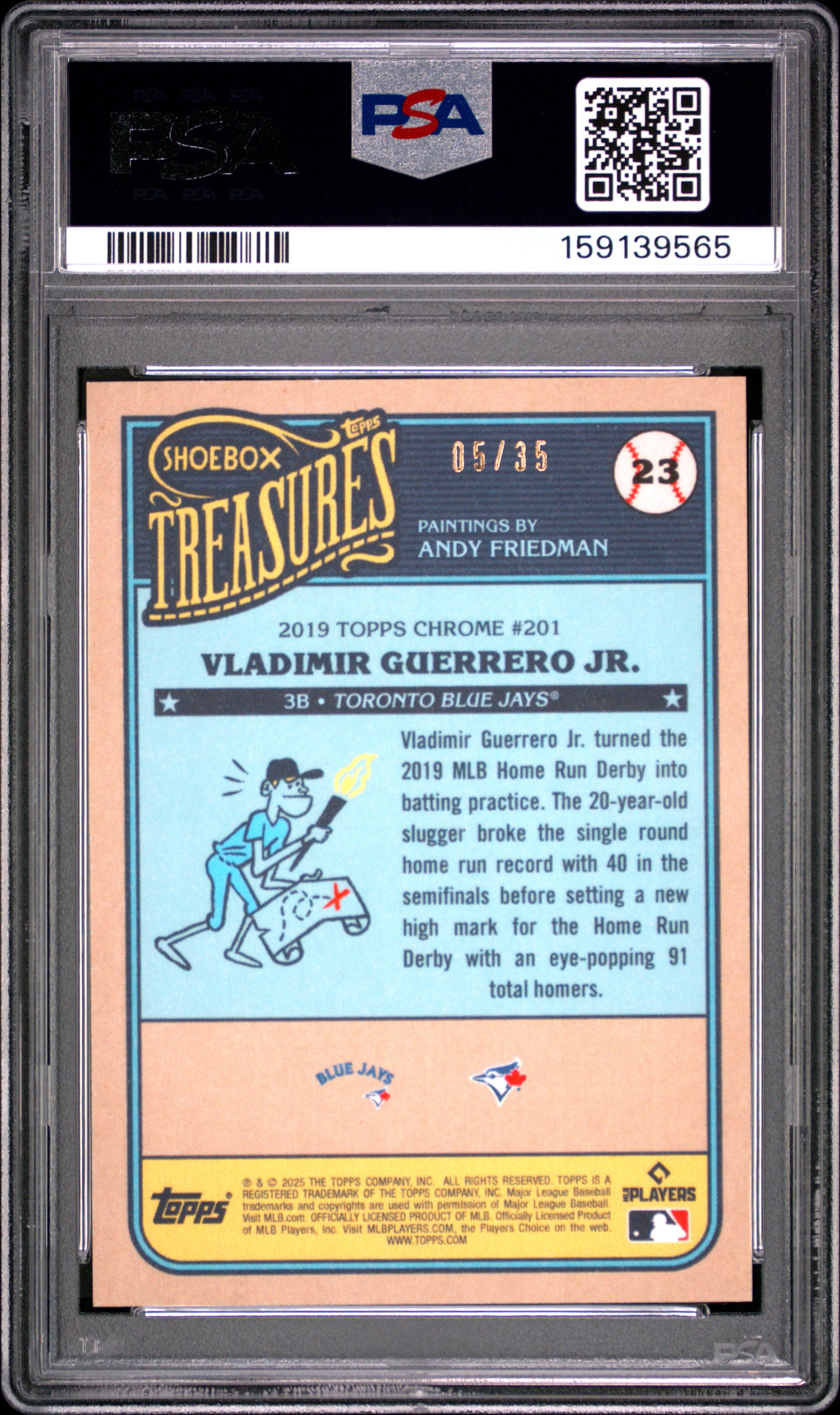 Vladimir Guerrero Jr. 2025 Topps Shoebox Treasures Logo Laminate 5/35 PSA 10